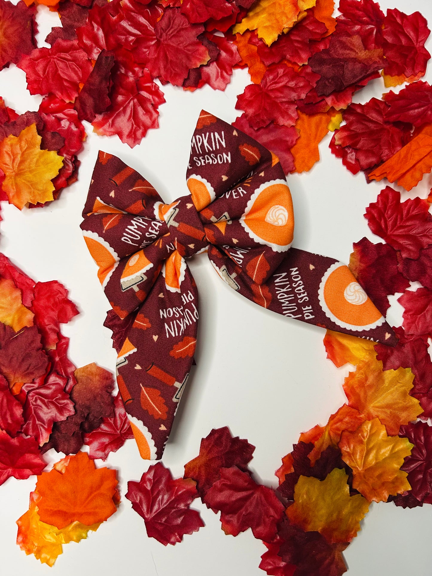 Pumpkin Spice Season Slip Over the Collar Sailor Bow