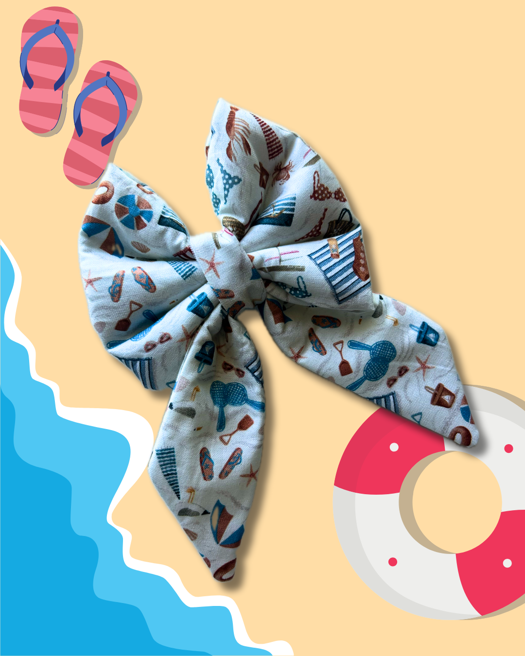 Summertime Sunshine Slip Over the Collar Sailor Bow
