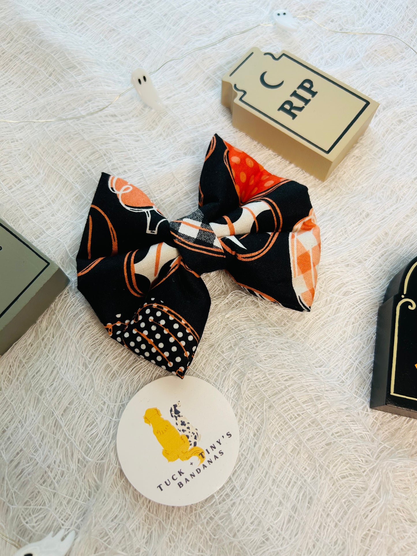 Trick Fur Treat Slip Over the Collar Bow Tie
