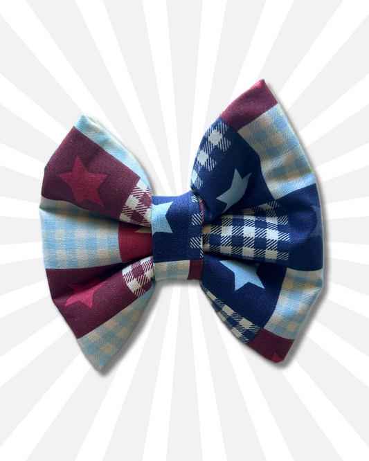 Red, White, and Woof Slip Over the Collar Bow Tie