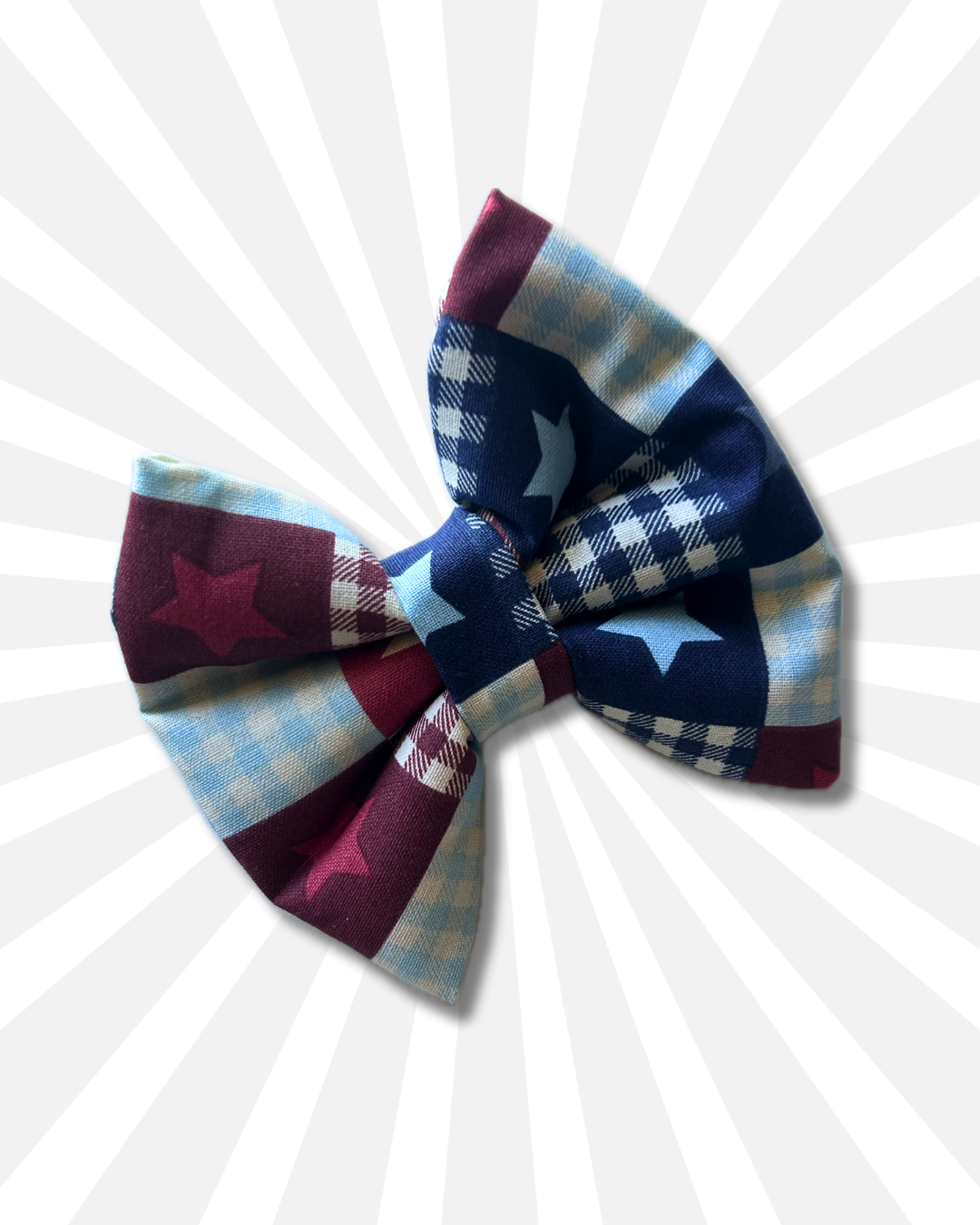 Red, White, and Woof Slip Over the Collar Bow Tie