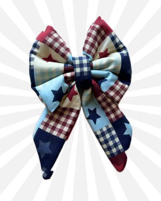 Red, White, and Woof Slip Over the Collar Sailor Bow