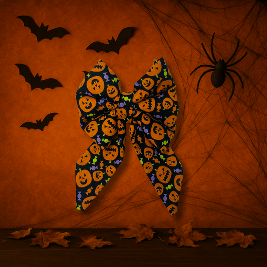 No Tricks Just Treats Slip Over the Collar Sailor Bow