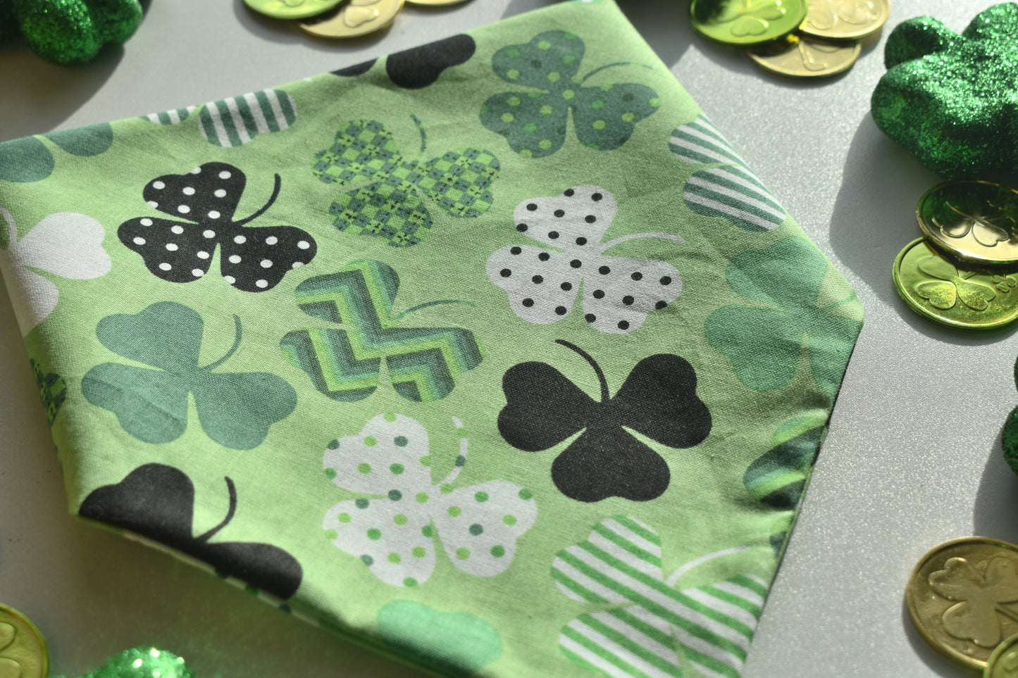 Four Leaf Clover Slip Over the Collar Bandana