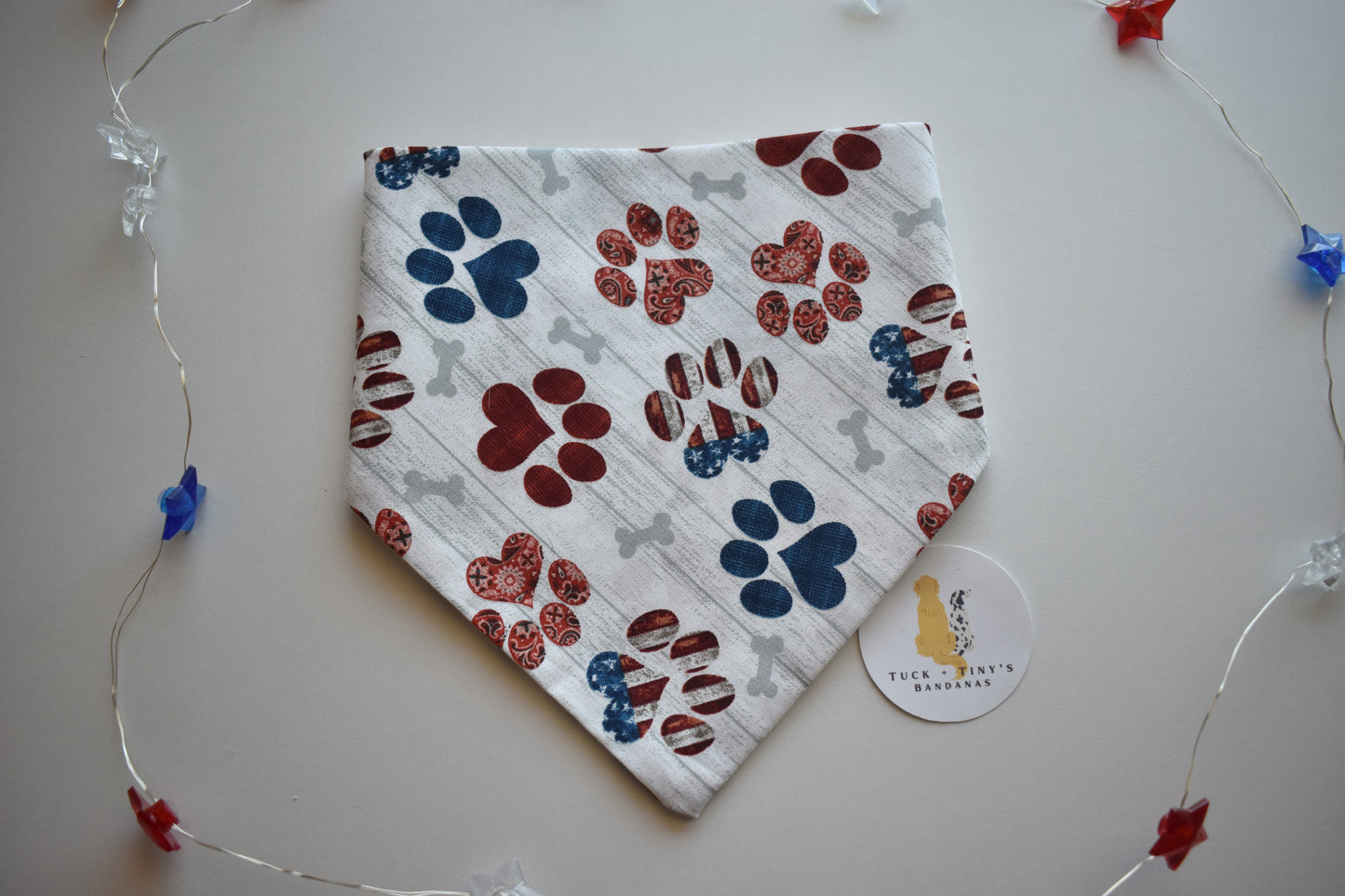 Red, White, and Woof Slip Over the Collar Bandana