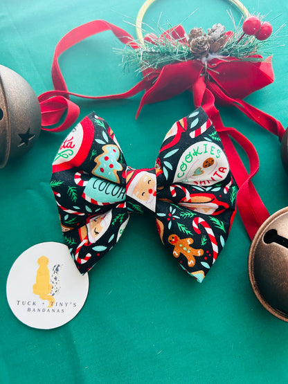 Santa's Milk and Cookies Slip Over the Collar Bow Tie